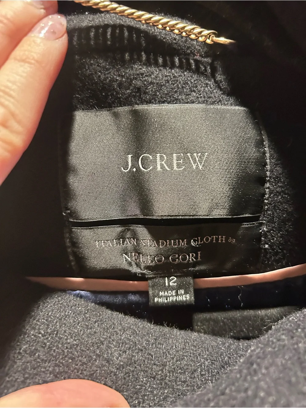 J. Crew Black Wool Pea Coat with Stand Collar